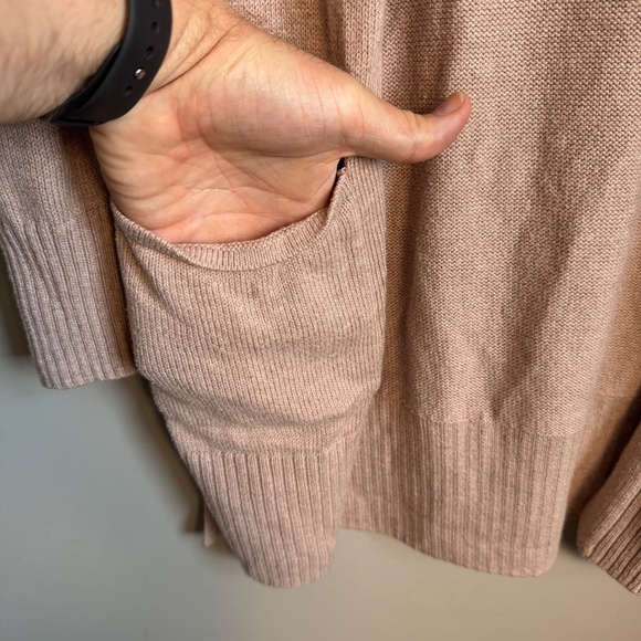 Old Navy Long Sleeve Open Front Cardigan Sweater Beige Small Pockets Career Knit - Picture 2 of 13